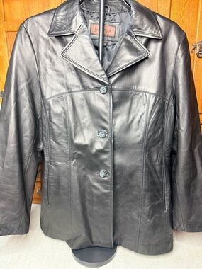 Siena Women's Black Leather Button-Front Jacket